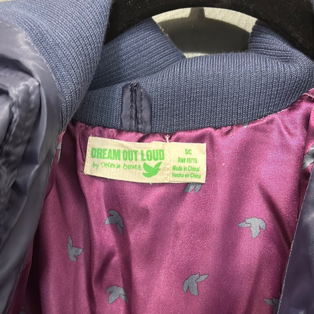 Selena Gomez  Navy Blue and Purple Puffer Jacket Lightweight